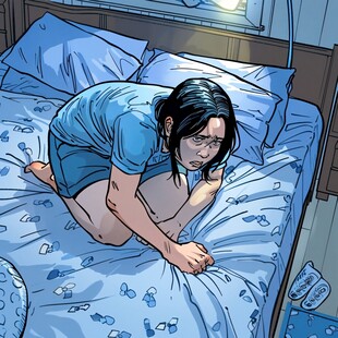 精品漫画《赤羽战线》横幅封面，主角驾驶机甲立于废墟之上